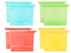 Rosenstein & Söhne Silikon Gefrierbeutel:8er-Set Silikon-Lebensmittelbeutel, Wiederverschließbar, 1.000 Ml -Einrichtungsgeschäft nx8998 0