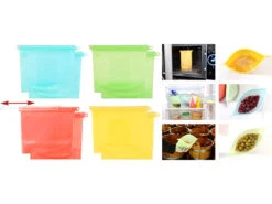 Rosenstein & Söhne Silikon Gefrierbeutel:8er-Set Silikon-Lebensmittelbeutel, Wiederverschließbar, 1.000 Ml