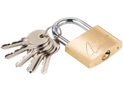 AGT Hängeschloss:Vorhänge-Schloss Aus Messing, 43 Mm, 6 Schlüssel