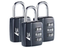 PEARL Koffer Zahlenschloss:3er-Set: Reisekoffer- & Gepäck-Schloss, 3-stelliger Zahlencode, 29 Mm