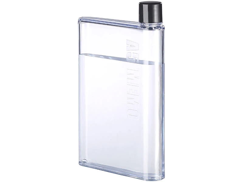 Rosenstein & Söhne Flache Flasche:2er-Set Ultraflache Wasser-Flaschen Im A5-Notizbuch-Format, Je 420 Ml 3 Rosenstein & Söhne Flache Flasche:2er-Set Ultraflache Wasser-Flaschen Im A5-Notizbuch-Format, Je 420 Ml