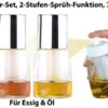 Rosenstein & Söhne Öl Sprühflasche:2er-Set Essig- & Öl-Pumpsprühflaschen, 2-Stufen-Sprüh-Funktion, 70 Ml