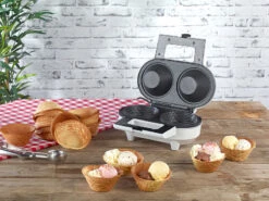 Rosenstein & Söhne Eiswaffeleisen:Waffeleisen Für 2 Eiswaffel-Schälchen, Antihaft-beschichtet, 550 Watt -Einrichtungsgeschäft nx9211 2