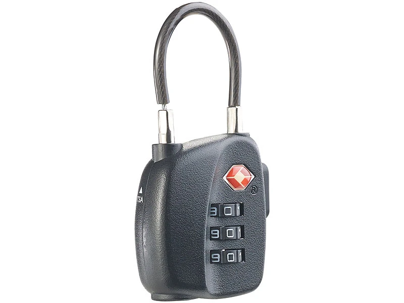 PEARL Kofferzahlenschloss:TSA-Koffer-Zahlenschloss Mit Flexiblem Stahlkabel & 3-stelligem Code 5 PEARL Kofferzahlenschloss:TSA-Koffer-Zahlenschloss Mit Flexiblem Stahlkabel & 3-stelligem Code – Bild 3
