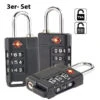 PEARL Gepäckschloss:3er-Set TSA-Reisekoffer- & Gepäck-Schlösser Mit 3-stelligem Zahlencode
