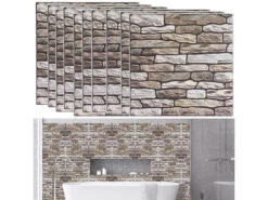 Infactory Deko Fliesenaufkleber:Selbstklebende 3D-Steinwandoptik-Fliesenaufkleber, 30 X 30cm, 20er-Set 9 Infactory Deko Fliesenaufkleber:Selbstklebende 3D-Steinwandoptik-Fliesenaufkleber, 30 X 30cm, 20er-Set -Einrichtungsgeschäft nx9408 3 1