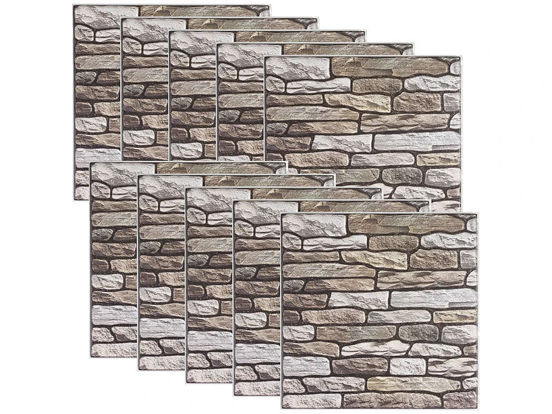 Infactory Deko Fliesenaufkleber:Selbstklebende 3D-Steinwandoptik-Fliesenaufkleber, 30 X 30cm, 20er-Set 4 Infactory Deko Fliesenaufkleber:Selbstklebende 3D-Steinwandoptik-Fliesenaufkleber, 30 X 30cm, 20er-Set – Bild 2