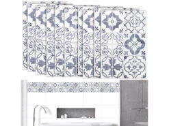 Infactory Fliesenfolie:Selbstklebende 3D-Bordüre-Fliesenaufkleber, 29,5 X 19,5 Cm, 10er-Set