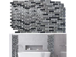 Infactory Klebefliesen:Selbstklebende 3D-Steinwandoptik-Fliesenaufkleber, 26 X 26cm, 20er-Set