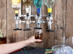 Rosenstein & Söhne Bar Butler:Aluminium-Flaschenhalter Und Dosierer, 4-fach, Für Wandmontage -Einrichtungsgeschäft nx9528 4