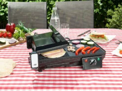 Rosenstein & Söhne Tischgrill Toaster:Elektrischer 2in1-Tischgrill Mit Kontaktgrill, Grillplatte, 2.000 Watt -Einrichtungsgeschäft nx9700 10