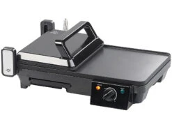 Rosenstein & Söhne Tischgrill Toaster:Elektrischer 2in1-Tischgrill Mit Kontaktgrill, Grillplatte, 2.000 Watt -Einrichtungsgeschäft nx9700 3