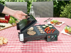 Rosenstein & Söhne Tischgrill Toaster:Elektrischer 2in1-Tischgrill Mit Kontaktgrill, Grillplatte, 2.000 Watt -Einrichtungsgeschäft nx9700 9