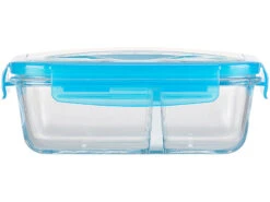 Rosenstein & Söhne Gefrierdosen Glas:Glas-Frischhaltedose, 2 Kammern, Besteck, Klick-Deckel, -20 Bis 520 °C -Einrichtungsgeschäft nx9716 1