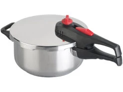 Rosenstein & Söhne Dampftopf:Edelstahl-Schnellkochtopf Mit 2-stufigem Druckregler Bis 90 KPa, 4 L