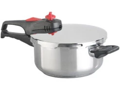 Rosenstein & Söhne Dampf-Koch-Topf:Edelstahl-Schnellkochtopf Mit Dampfgar-Einsatz, Bis 90 KPa, 4 L -Einrichtungsgeschäft nx9742 3