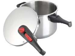 Rosenstein & Söhne Druckkochtopf:Edelstahl-Schnellkochtopf Mit Dampfgar-Einsatz, Bis 90 KPa, 6 L -Einrichtungsgeschäft nx9743 0