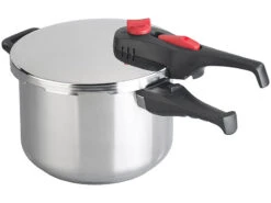 Rosenstein & Söhne Druckkochtopf:Edelstahl-Schnellkochtopf Mit Dampfgar-Einsatz, Bis 90 KPa, 6 L -Einrichtungsgeschäft nx9743 1