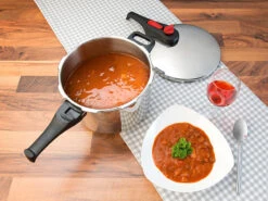 Rosenstein & Söhne Druckkochtopf:Edelstahl-Schnellkochtopf Mit Dampfgar-Einsatz, Bis 90 KPa, 6 L -Einrichtungsgeschäft nx9743 5