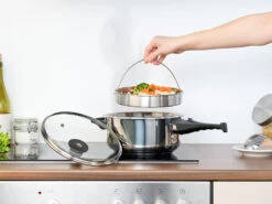 Rosenstein & Söhne Dampf-Koch-Topf:Edelstahl-Schnellkochtopf Mit Dampfgar-Einsatz, Bis 90 KPa, 4 L -Einrichtungsgeschäft nx9744 5