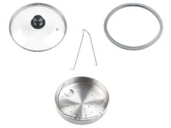 Rosenstein & Söhne Druckkochtopf:Edelstahl-Schnellkochtopf Mit Dampfgar-Einsatz, Bis 90 KPa, 6 L -Einrichtungsgeschäft nx9744 6 1