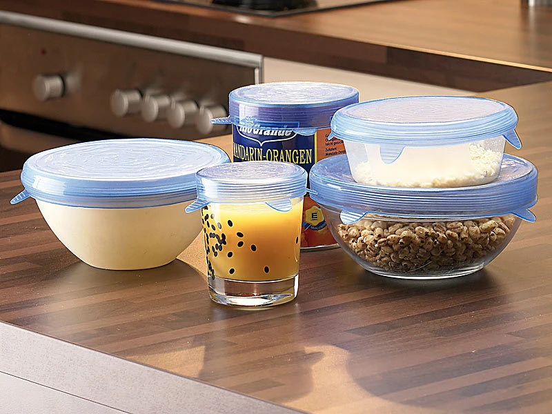 Rosenstein & Söhne Silikonabdeckung:5er-Set Stretch-Deckel Aus Silikon Für Schüsseln Etc 4 Rosenstein & Söhne Silikonabdeckung:5er-Set Stretch-Deckel Aus Silikon Für Schüsseln Etc – Bild 2