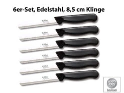 Löffler Gemüse Messer:6 Edelstahl-Gemüsemesser Aus Solingen, Rund, Gezackte 8,5-cm-Klinge