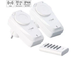Revolt Funksteckdose Außen:2er-Set Outdoor-Funksteckdosen Mit Fernbedienung, IP44, Bis 3.680 Watt