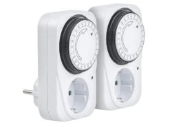 Revolt Steckdosenschaltuhr:2 Mechanische Zeitschaltuhren, Tagesplaner, 15 Min., Kindersicherung