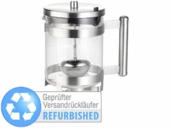 Rosenstein & Söhne Teekanne Glas Edelstahl:Teekanne Aus Borosilikatglas, Teesieb, Versandrückläufer