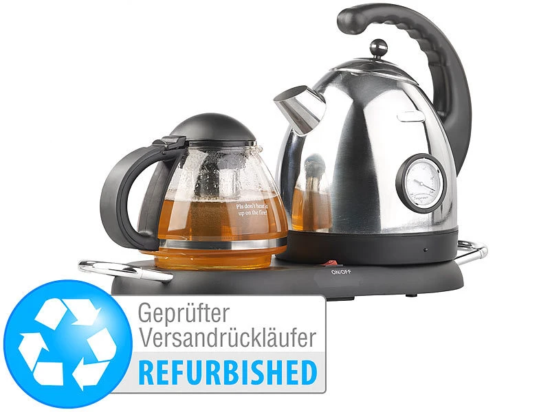 Rosenstein & Söhne Wasserkocher Station:Edelstahl-Wasserkocher Mit Teekanne Und Stövchen (Versandrückläufer) 3 Rosenstein & Söhne Wasserkocher Station:Edelstahl-Wasserkocher Mit Teekanne Und Stövchen (Versandrückläufer)