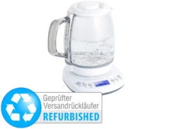 Rosenstein & Söhne WiFi Wasserkocher:App-gesteuerter Glas-Wasserkocher (Versandrückläufer)
