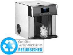 Rosenstein & Söhne Eiswürfel Bereiter:Eiswürfelmaschine & Wasserspender V2 Mit XL-Display, Versandrückläufer