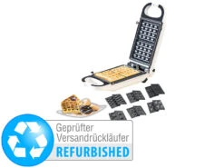 Rosenstein & Söhne Doppel-Waffeleisen:6in1-Snack-Maker, Auswechselbare Formen, Versandrückläufer