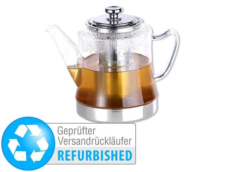 Rosenstein & Söhne Teekanne Induktion:2in1-Glas-Teebereiter & Teekanne Für Alle Herde (Versandrückläufer) 3 Rosenstein & Söhne Teekanne Induktion:2in1-Glas-Teebereiter & Teekanne Für Alle Herde (Versandrückläufer)