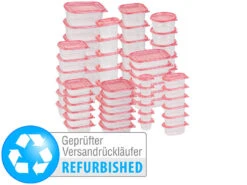 Rosenstein & Söhne Frischhaltedosen Plastik:120-teiliges XXL-Frischhaltedosen-Set BASIC, Versandrückläufer