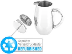 Rosenstein & Söhne Design-Kaffeebereiter:Thermo-Kaffeebereiter, French-Press, Edelstahl, Versandrückläufer