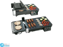 Rosenstein & Söhne Elektrischer 2in1-Tischgrill Mit Kontaktgrill, Versandrückläufer