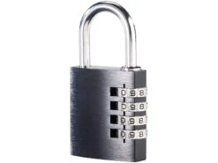 PEARL Zahlenschloss Spind:Vorhängeschloss Aus Aluminium, Mit 4-stelligem Zahlencode