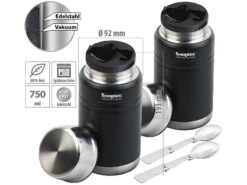 Semptec Kaffeebecher Thermo:2er-Set Doppelwand-Edelstahl-Thermobecher Für Getränke & Suppen, 750ml