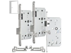 AGT Türschloss Bad:3er-Set Buntbart-Einsteckschlösser Für Zimmertüren, Falle, DIN Links