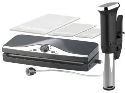 Rosenstein & Söhne Elektrischer Vakuumierer:2in1-Vakuumierer BV-200.duo Mit Profi-Sous-Vide-Garer