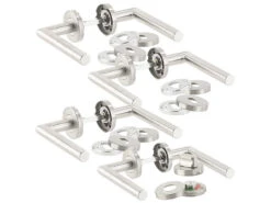 AGT Drückergarnitur:Edelstahl-Türbeschlag-Set, 6 Zimmer-Türklinken, 2 Bad-Türklinken