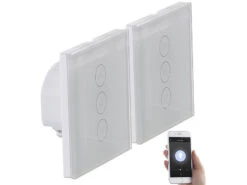 Luminea Home Control Smart Home Lichtschalter:2er-Set Touch-Lichtschalter & Dimmer, Für Alexa & Google Assistant -Einrichtungsgeschäft zx1324 10