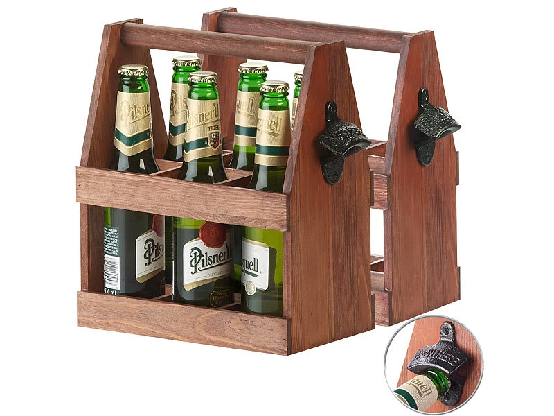 Cucina Di Modena Flaschentragekörbe:2er-Set Flaschenträger Aus Kiefernholz Mit Flaschenöffner 3 Cucina Di Modena Flaschentragekörbe:2er-Set Flaschenträger Aus Kiefernholz Mit Flaschenöffner