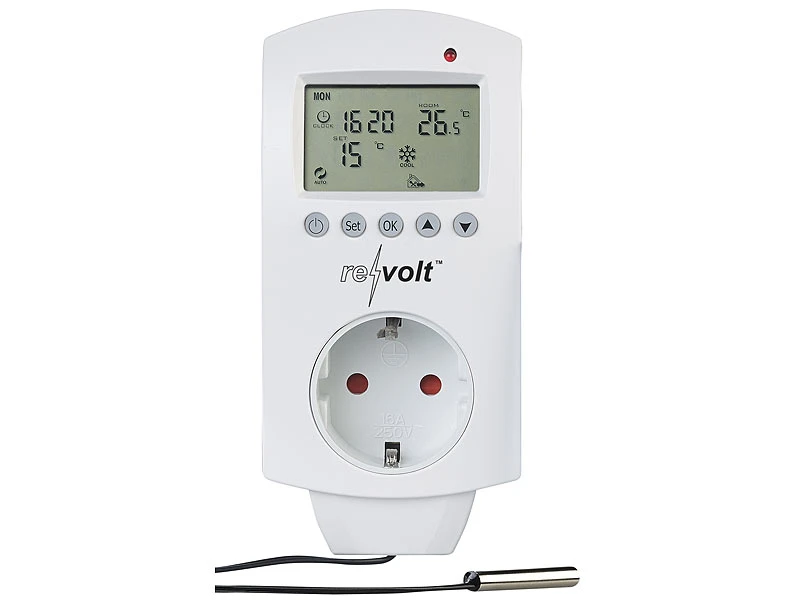 Revolt Thermoschalter:2er-Set Digitale Steckdosen-Thermostate Für Klimageräte, Sensor, 3680W 4 Revolt Thermoschalter:2er-Set Digitale Steckdosen-Thermostate Für Klimageräte, Sensor, 3680W – Bild 2