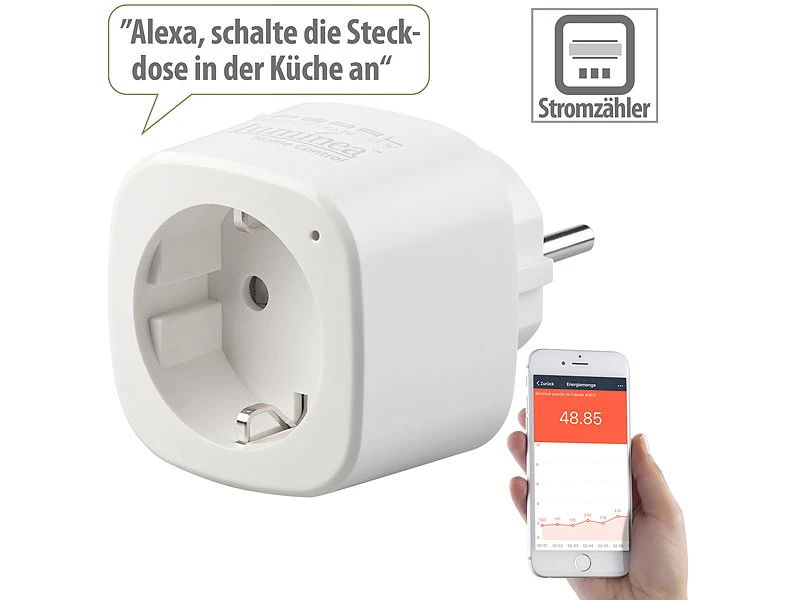 Luminea Home Control 3er-Set WLAN-Steckdosen Mit Energiekostenmesser, App & Sprachsteuerung 8 Luminea Home Control 3er-Set WLAN-Steckdosen Mit Energiekostenmesser, App & Sprachsteuerung – Bild 6