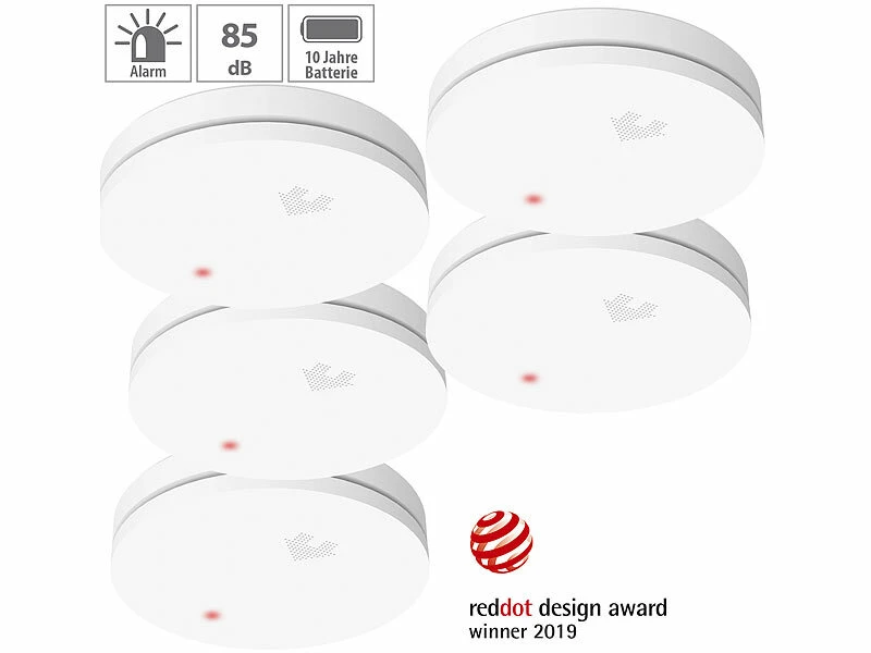 VisorTech Rauchmelder VdS:5er-Set Fotoelektrische Slim-Rauchwarnmelder, 10-Jahres-Batterie, VDS 3 VisorTech Rauchmelder VdS:5er-Set Fotoelektrische Slim-Rauchwarnmelder, 10-Jahres-Batterie, VDS