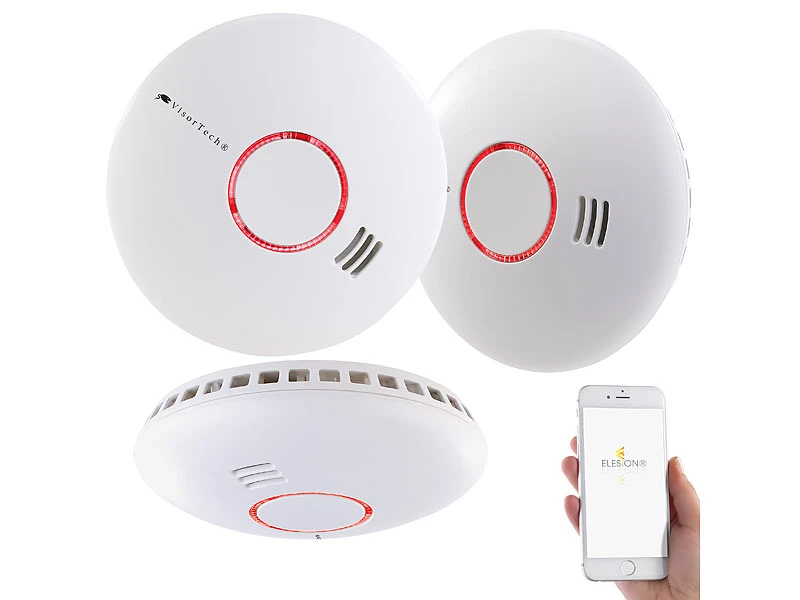 VisorTech Rauchmelder WLAN:3er-Set WLAN-Rauch- & Hitzemelder Mit Weltweiter App-Benachrichtigung 4 VisorTech Rauchmelder WLAN:3er-Set WLAN-Rauch- & Hitzemelder Mit Weltweiter App-Benachrichtigung – Bild 2