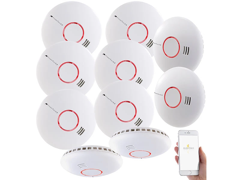 VisorTech WLAN Rauchmelder:10er-Set WLAN-Rauch- & Hitzemelder Mit Weltweiter App-Benachrichtigung 4 VisorTech WLAN Rauchmelder:10er-Set WLAN-Rauch- & Hitzemelder Mit Weltweiter App-Benachrichtigung – Bild 2